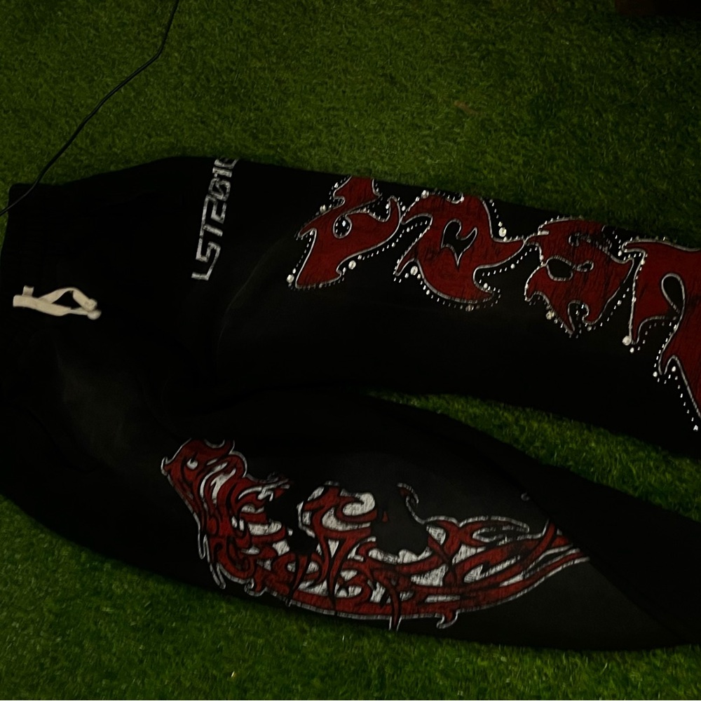 Black and Red Graphic Sweatpants
